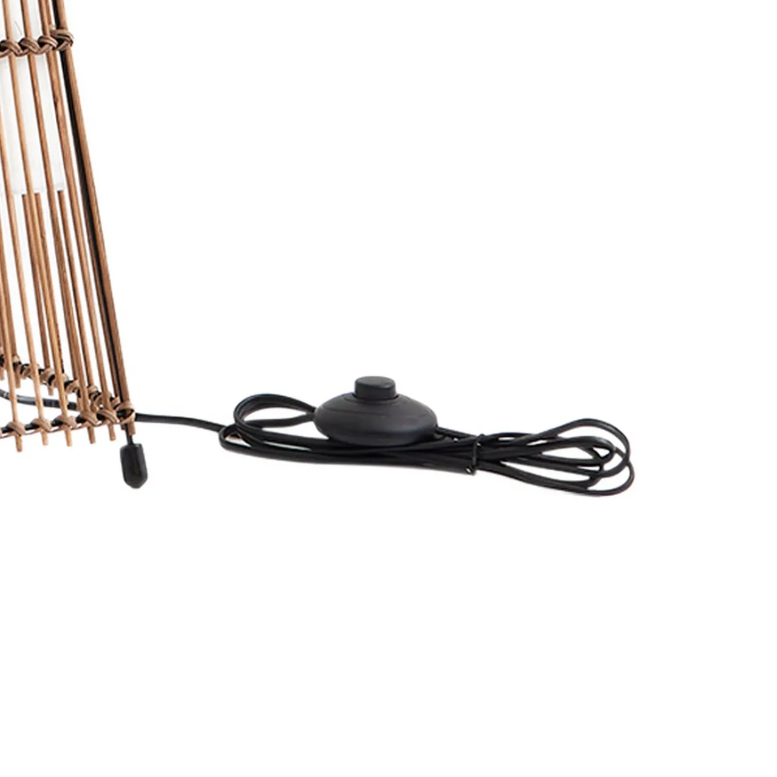 Lámpara de pie Lindby Jacinto, bambú, cáñamo, altura 130 cm