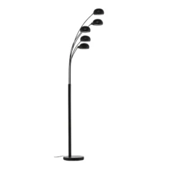 Lámpara de pie Lindby Jewa, negra, metal, 5 luces, E14