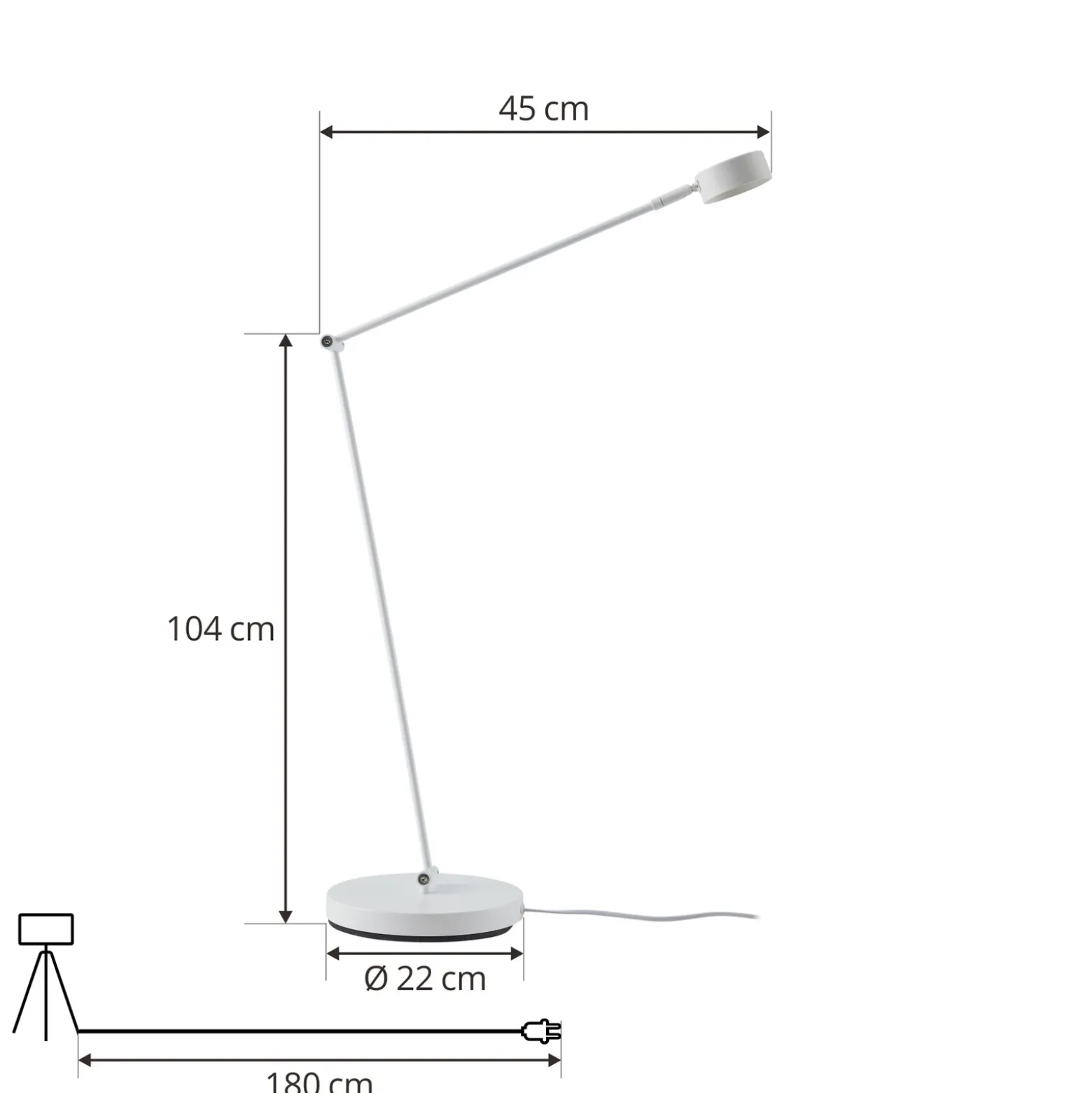 Lámpara de pie Lindby Jyla, 88 cm, blanco mate, GX53, flexible