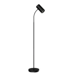 Lámpara de pie Lindby Karoli, negra, 156 cm, metal, brazo flexible