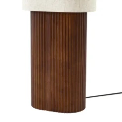 Lámpara de pie Lindby Kimiko, altura 100 cm, madera de nogal, tela