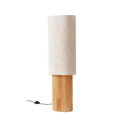 Lámpara de pie Lindby Kimiko, altura 100 cm, madera, textil, E27