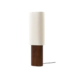 Lámpara de pie Lindby Kimiko, altura 100 cm, madera de nogal, tela