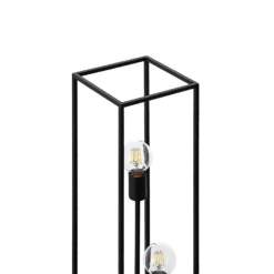 Lámpara de pie Lindby Krisha, negra, metal, 3 luces, E27