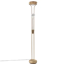 Lámpara de pie Lindby LED Josefin, bronce, brazo de lectura LED, atenuable