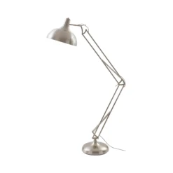 Lámpara de pie Lindby Leia, plata, metal, 180cm, giratoria, E27