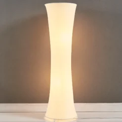 Lámpara de pie Lindby Liana, altura 123 cm, blanca, textil