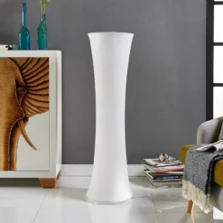 Lámpara de pie Lindby Liana, altura 123 cm, blanca, textil