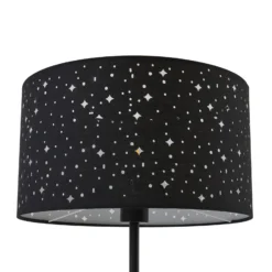 Lámpara de pie Lindby Melanie, negra, tela, Ø 36 cm, 2 luces.