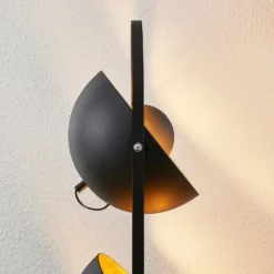 Lámpara de pie Lindby Muriel, 3 luces, negro/oro, metal