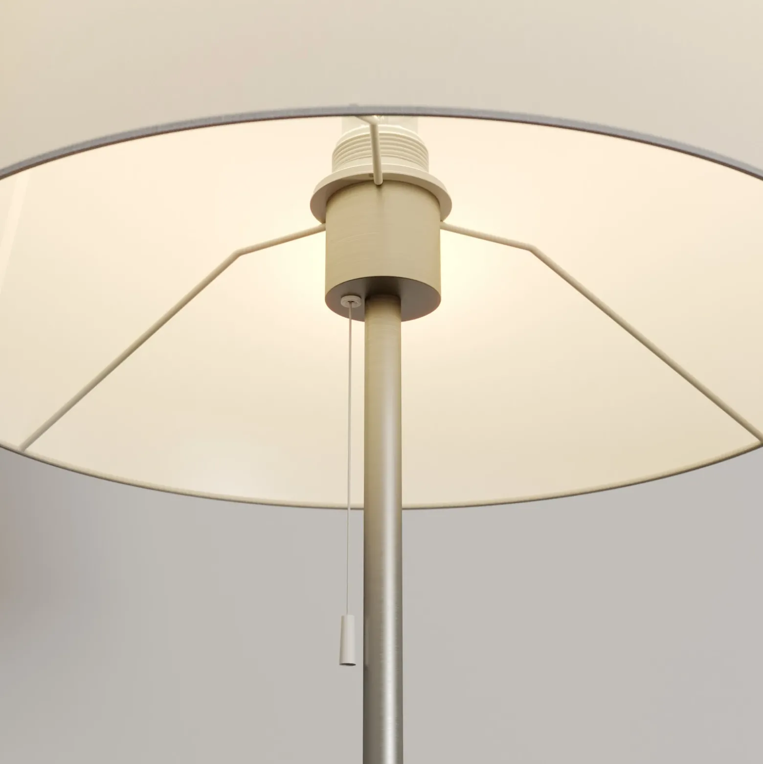 Lámpara de pie Lindby Nantwin, 175 cm, blanca, níquel, textil