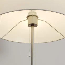 Lámpara de pie Lindby Nantwin, 175 cm, blanca, níquel, textil
