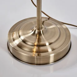 Lámpara de pie Lindby Otis, latón antiguo, cristal, 170 cm, E27