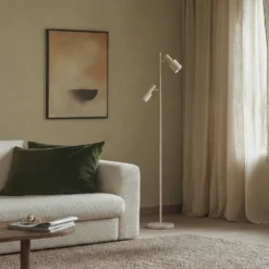 Lámpara de pie Lindby Ovelia, beige, metal, E27
