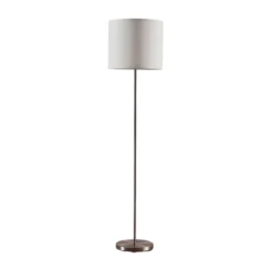 Lámpara de pie Lindby Parsa, blanca, textil, altura 167 cm, E27