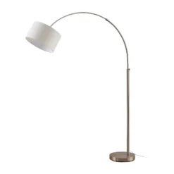 Lámpara de pie Lindby Railyn, blanca, tela, 200cm, E27