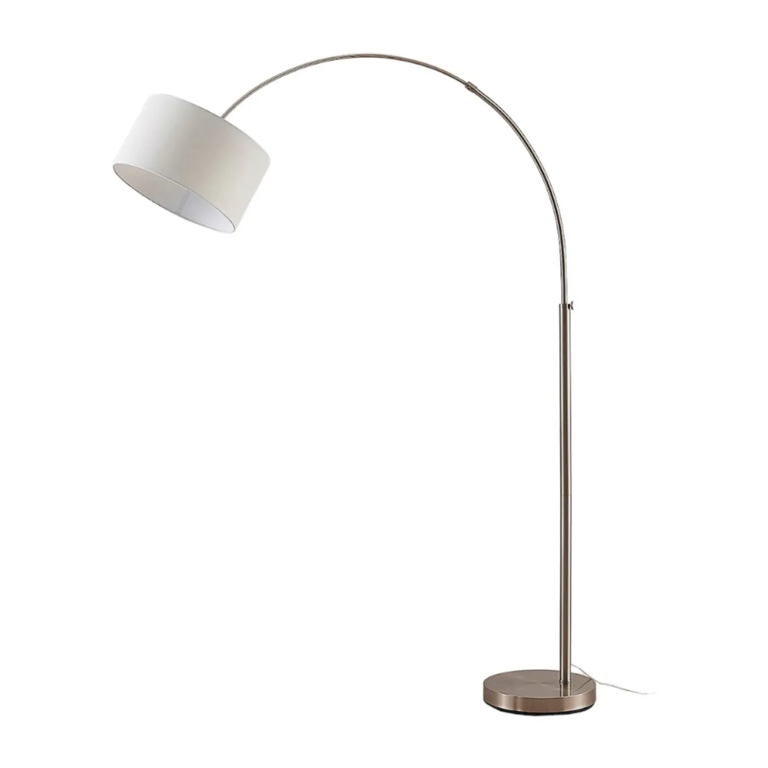 Lámpara de pie Lindby Railyn, blanca, tela, 200cm, E27