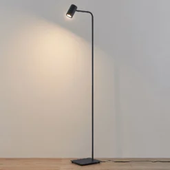 Lámpara de pie Lindby Sanad, altura 140 cm, negro, metal, GU10