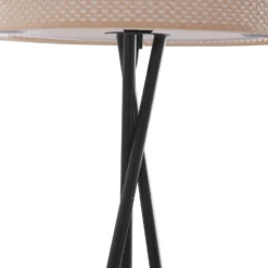 Lámpara de pie Lindby Soula, Ø 40 cm, beige, plástico, E27