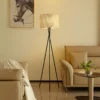 Lámpara de pie Lindby Soula, Ø 40 cm, beige, plástico, E27