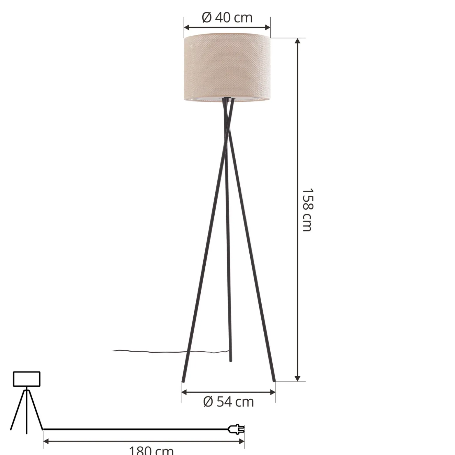 Lámpara de pie Lindby Soula, Ø 40 cm, beige, plástico, E27