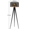 Lámpara de pie Lindby Thoralf, trípode, negro, textil, Ø50cm