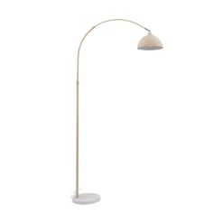 Lámpara de pie Lindby Tonka, beige, metal/mármol, 185 cm, E27