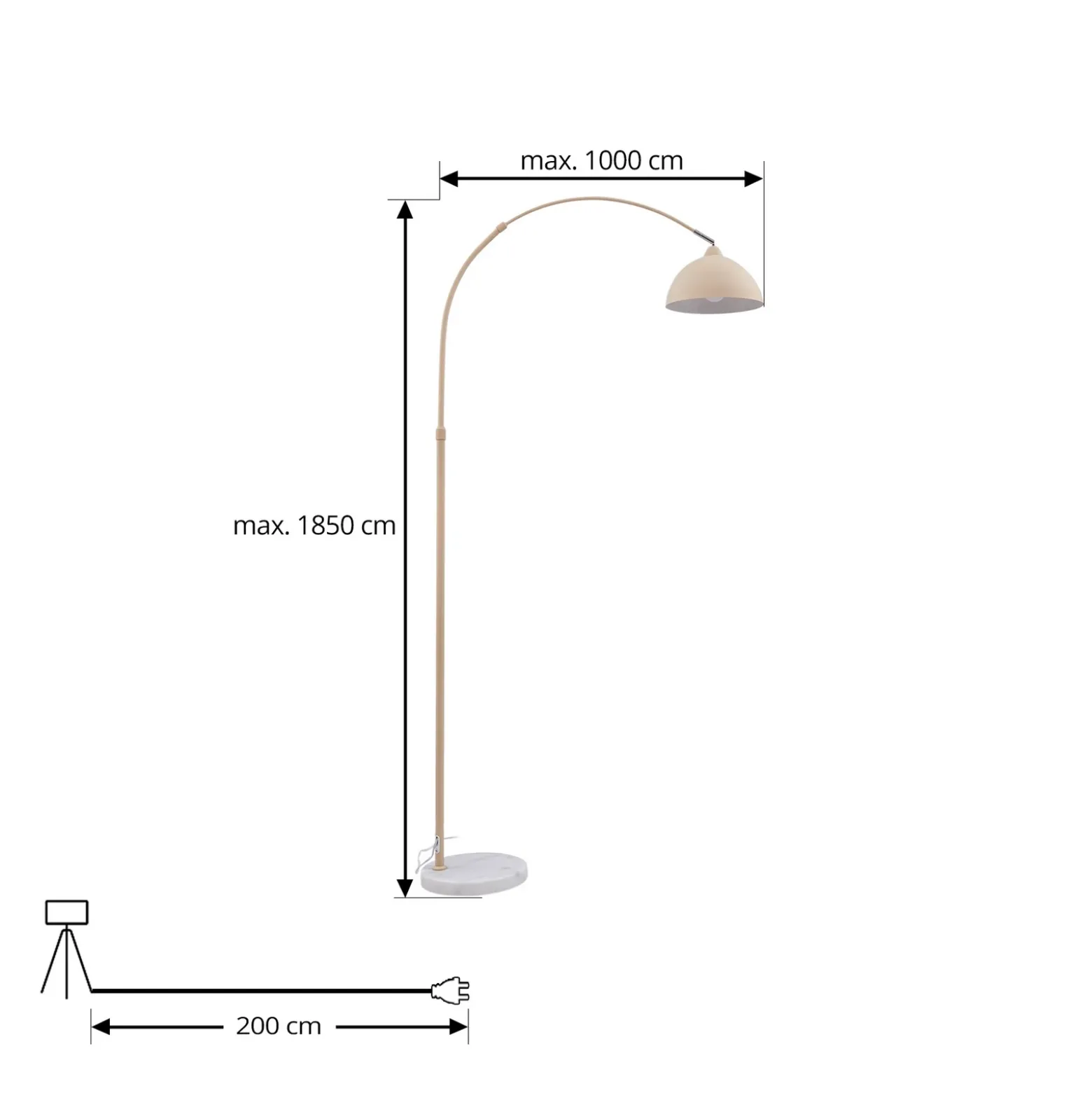Lámpara de pie Lindby Tonka, beige, metal/mármol, 185 cm, E27