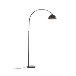 Lámpara de pie Lindby Tonka, negra, metal, 185 cm, E27