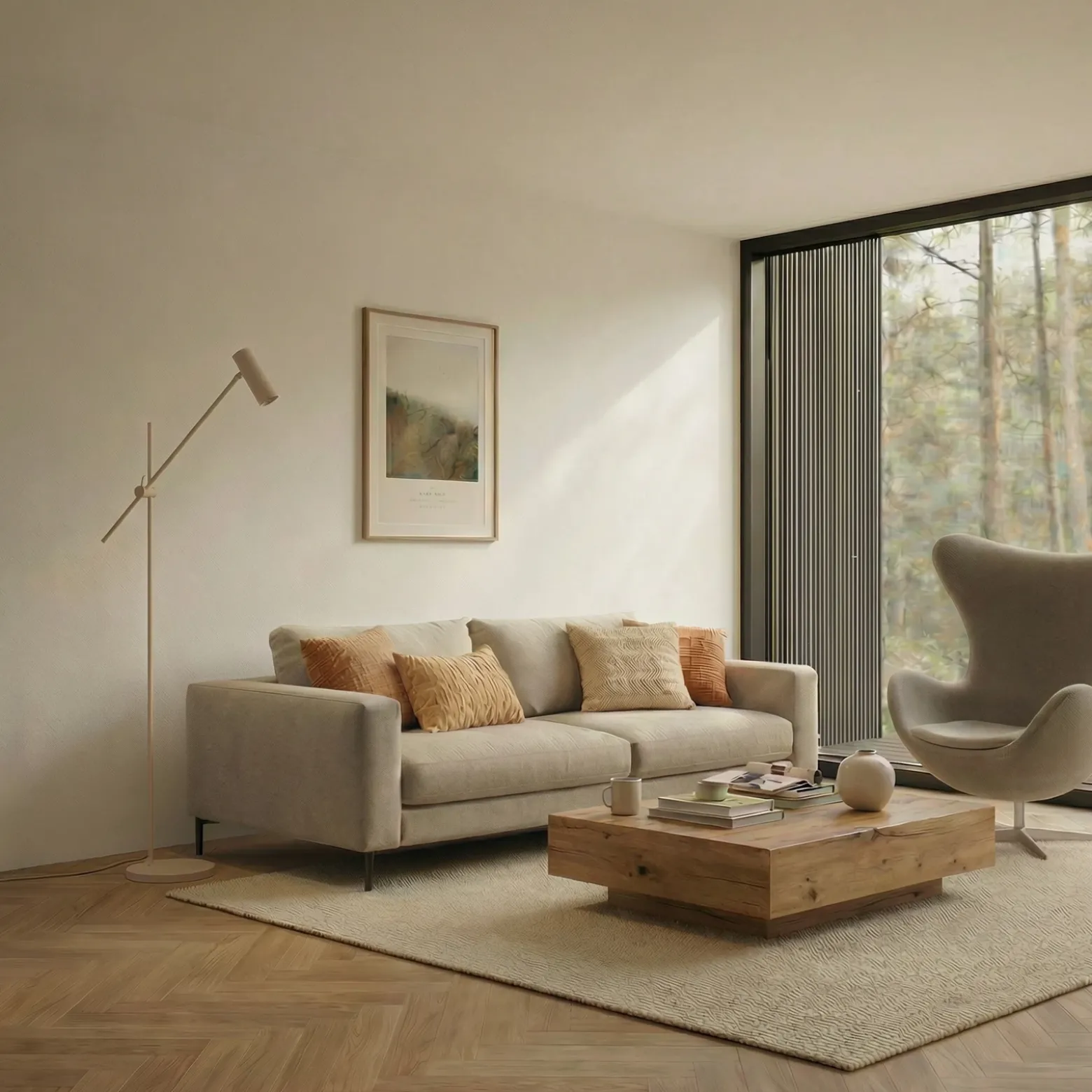 Lámpara de pie Lindby Vilo, beige, 153 cm, GU10, orientable