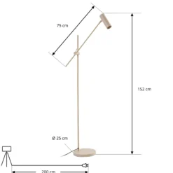 Lámpara de pie Lindby Vilo, beige, 153 cm, GU10, orientable