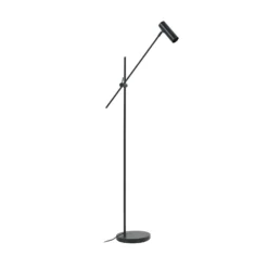 Lámpara de pie Lindby Vilo, negra, 153 cm, GU10, orientable
