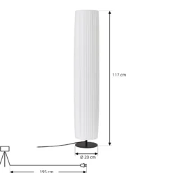 Lámpara de pie Lindby Virelle, blanca, textil, altura 117 cm, E27