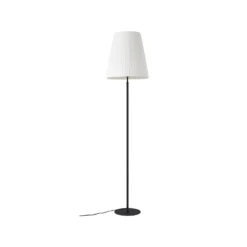 Lámpara de pie Lindby Virelle, negro/blanco, textil, altura 170 cm