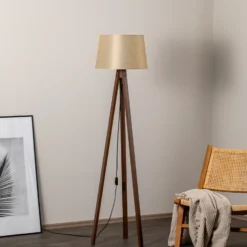 Lámpara de pie LM-65214-1E con trípode de madera