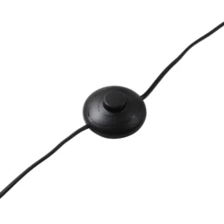 Lámpara de pie Lucande Amona, negra, textil, 150 cm, trípode