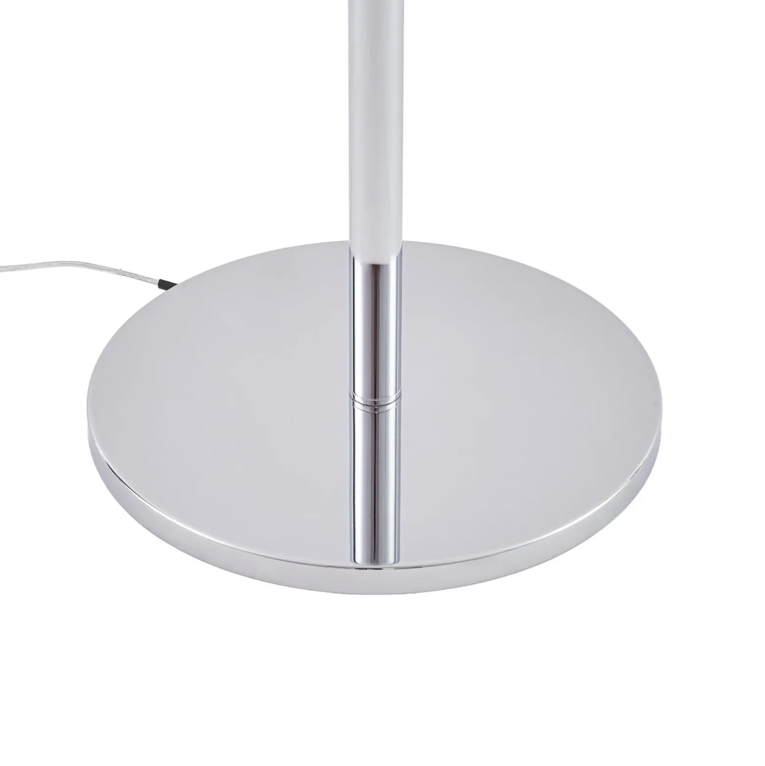 Lámpara de pie Lucande Christo, altura 160 cm, cromada/blanca, cristal