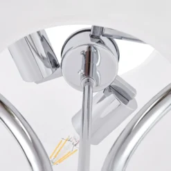 Lámpara de pie Lucande Christo, altura 160 cm, cromada/blanca, cristal