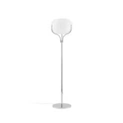 Lámpara de pie Lucande Christo, altura 160 cm, cromada/blanca, cristal