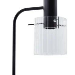 Lámpara de pie Lucande Eirian, negra, cristal, 150 cm de altura, E27