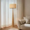 Lámpara de pie Lucande Fabrena, color natural, bambú, altura 138 cm