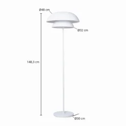 Lámpara de pie Lucande Kellina, 151 cm, blanca, metal, E27