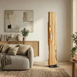 Lámpara de pie Lucande Tarry, madera, altura 137 cm, 4 x E27