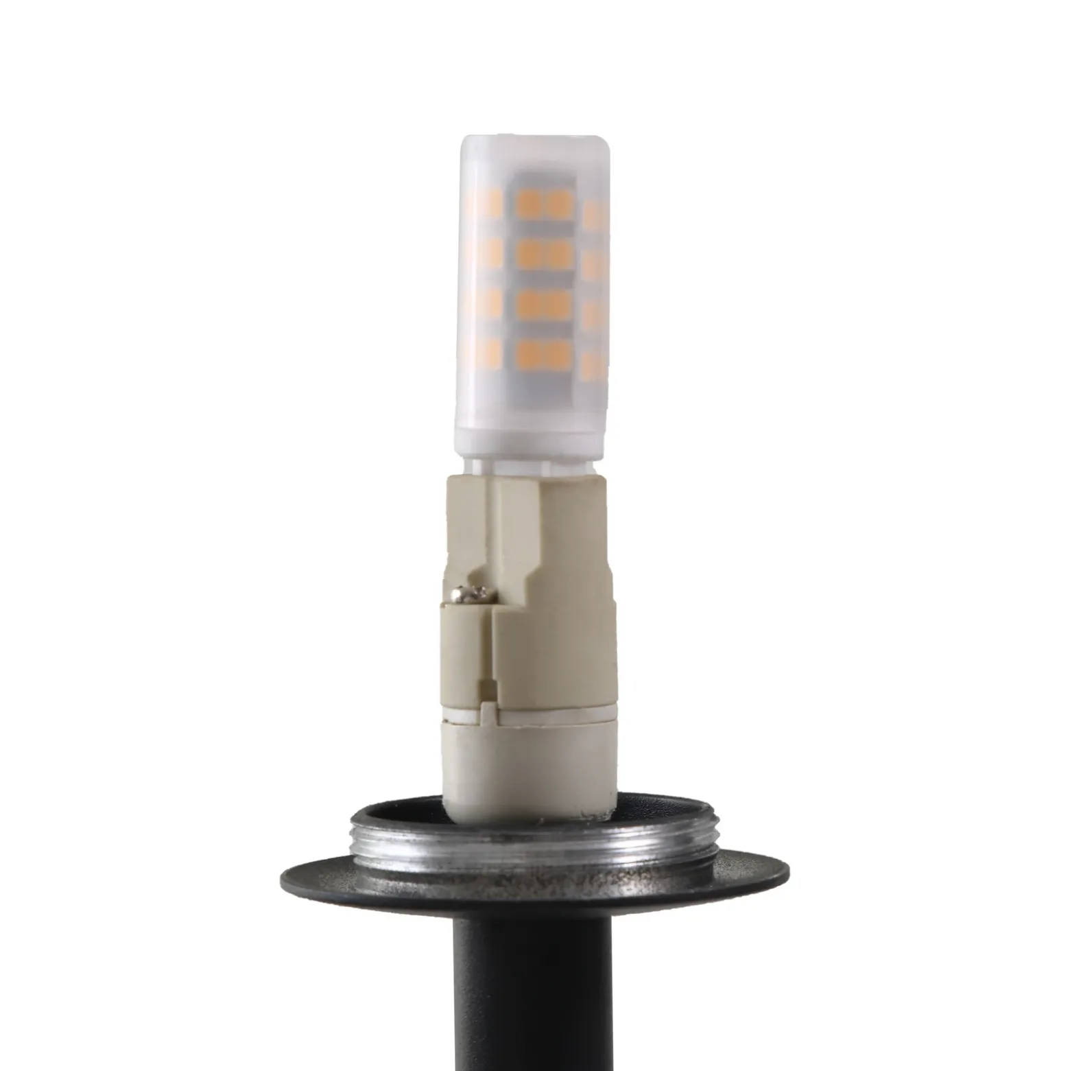 Lámpara de pie Lucande Visata, negra, cristal, 3 luces, trípode