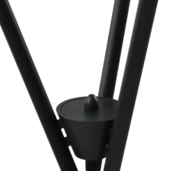 Lámpara de pie Lucande Visata, negra, cristal, 3 luces, trípode
