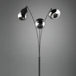 Lámpara de pie Lumina, 3 luces, negro/cromo, cristal