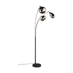 Lámpara de pie Lumina, 3 luces, negro/cromo, cristal
