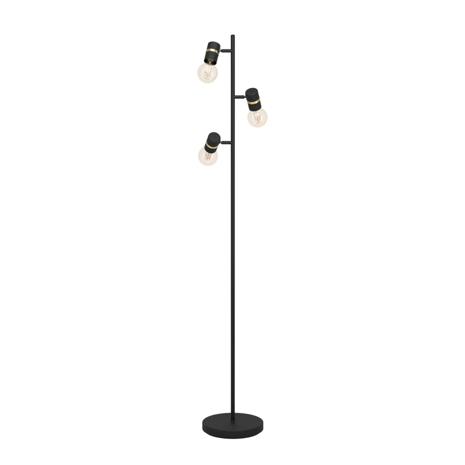 Lámpara de pie Lurone, negra, 3 luces