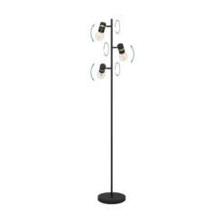 Lámpara de pie Lurone, negra, 3 luces
