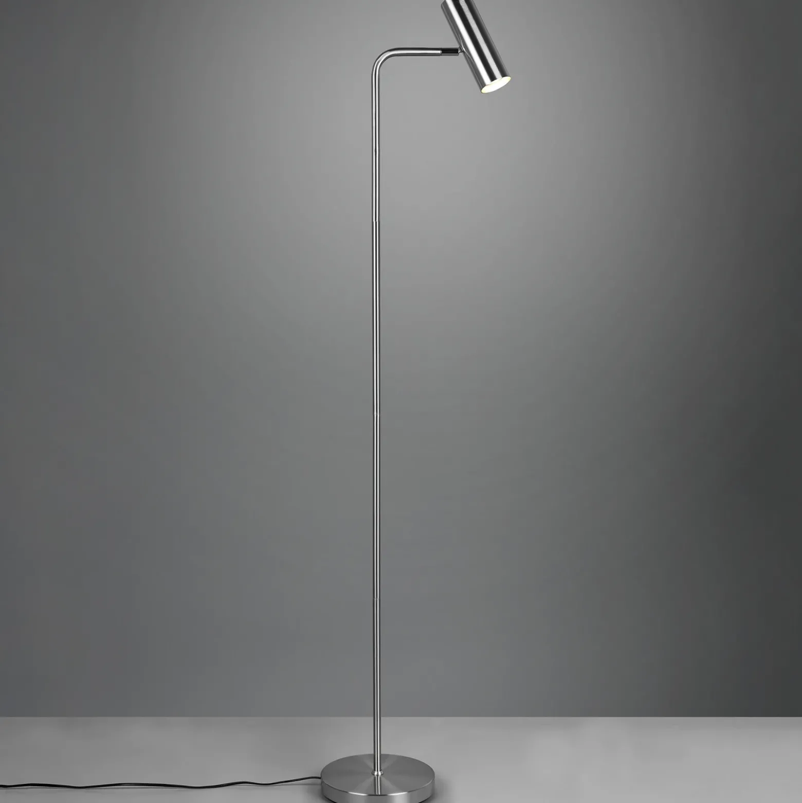 Lámpara de pie Marley, níquel, altura 151 cm, metal